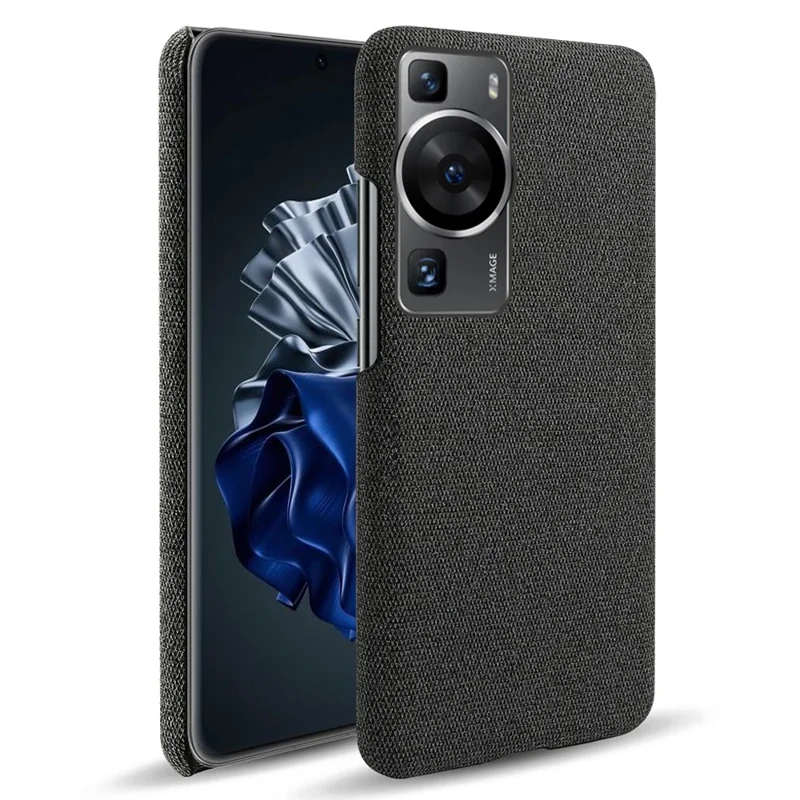 For Huawei P60 /  P60 Pro Solid Color Phone Case Hard PC + Cloth Shockproof Non-Slip Cover - Black