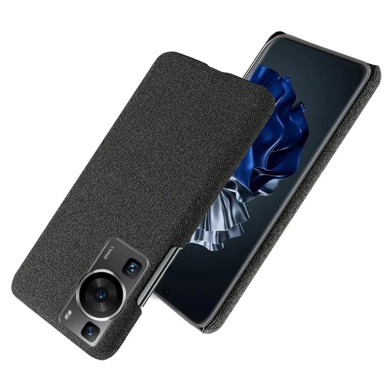 For Huawei P60 /  P60 Pro Solid Color Phone Case Hard PC + Cloth Shockproof Non-Slip Cover - Black
