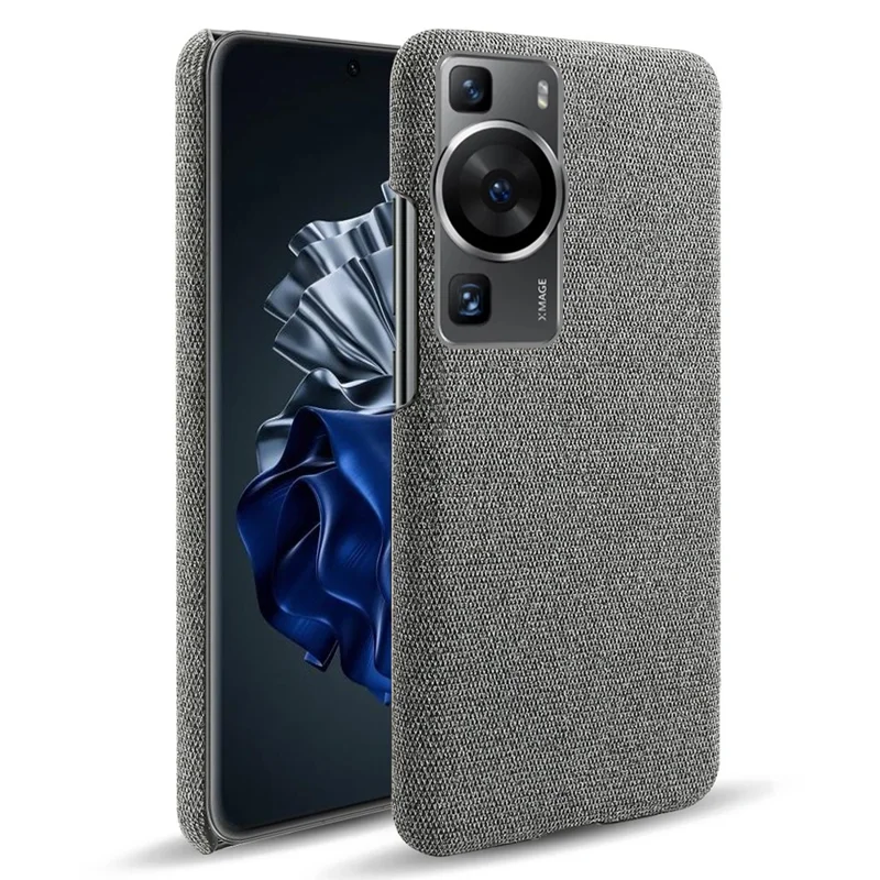 For Huawei P60 /  P60 Pro Solid Color Phone Case Hard PC + Cloth Shockproof Non-Slip Cover - Grey