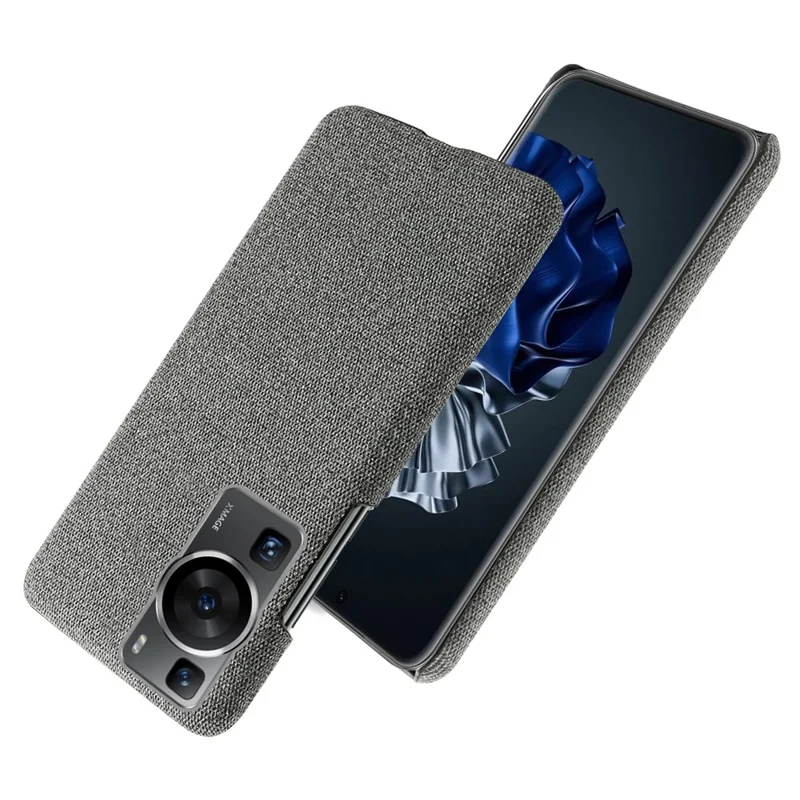 For Huawei P60 /  P60 Pro Solid Color Phone Case Hard PC + Cloth Shockproof Non-Slip Cover - Grey