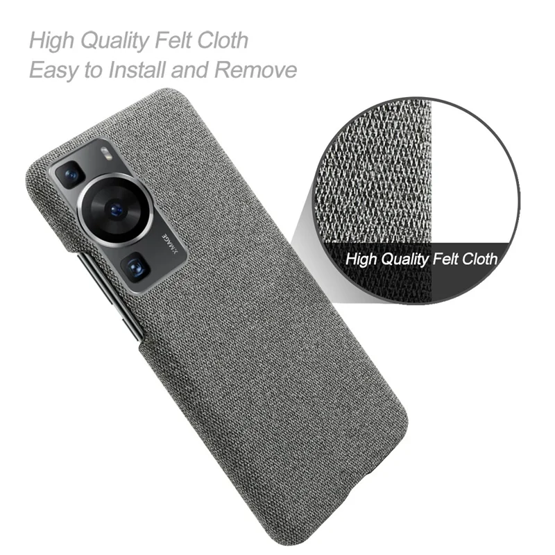 For Huawei P60 /  P60 Pro Solid Color Phone Case Hard PC + Cloth Shockproof Non-Slip Cover - Grey
