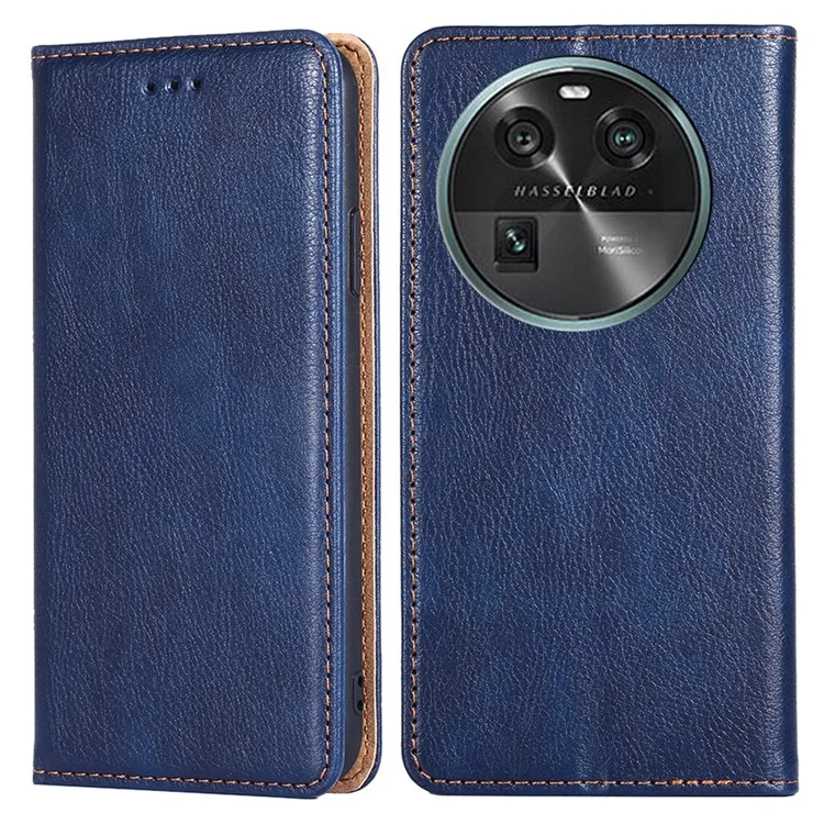 Para Oppo Find X6 Estuche Magnético para Teléfono con Función de Cierre Automático Funda de Cuero PU a Prueba de Golpes Cubierta de Billetera - Azul