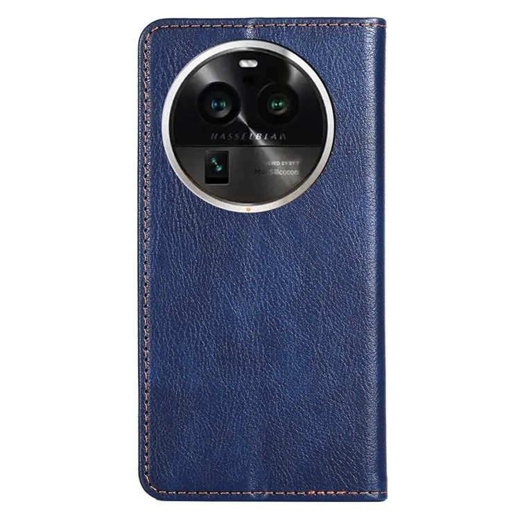 Phone Stand Case for Oppo Find X6 Pro Magnetic Auto-closing PU Leather Wallet Drop-proof Cover - Blue