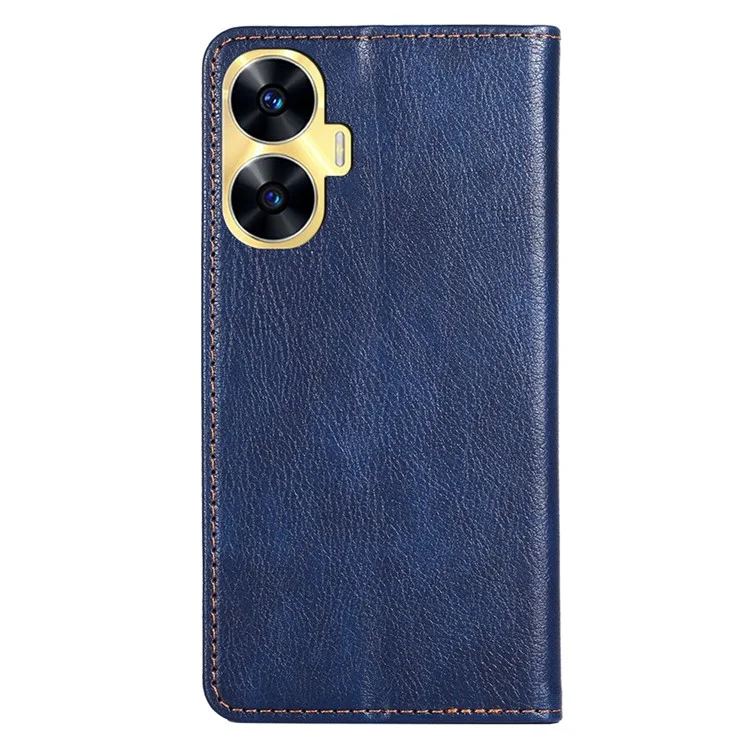 Per Realme C55 PU Leather Wallet Phone Case Magnetic Auto-closing Shockproof Stand Cover - Blu