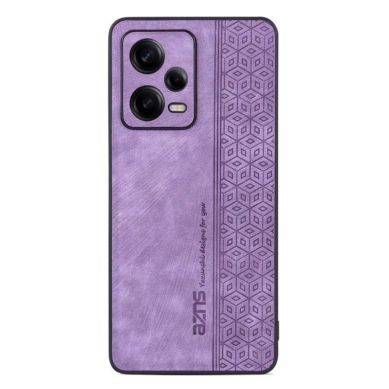 AZNS für Xiaomi Redmi Note 12 5G (Global) / (Indien) / Poco X5 5G geprägte PU-Leder beschichtete TPU-Handyhülle - Lila