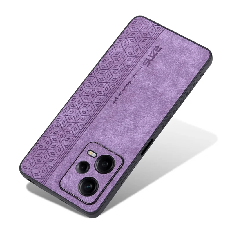 AZNS für Xiaomi Redmi Note 12 5G (Global) / (Indien) / Poco X5 5G geprägte PU-Leder beschichtete TPU-Handyhülle - Lila