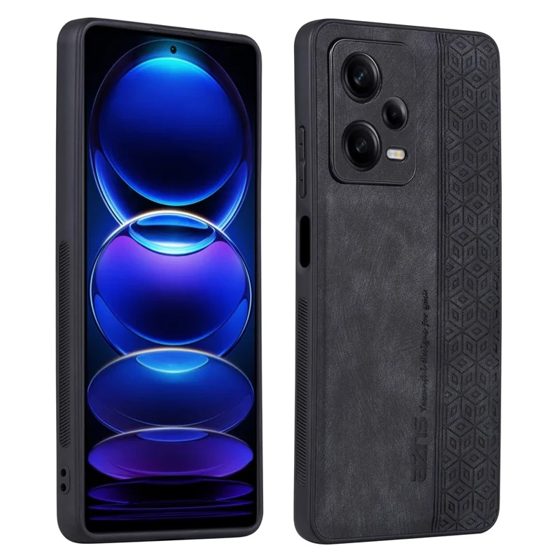 AZNS Per Xiaomi Redmi Note 12 5G (Global) / (India) / Poco X5 5G Impresso in PU Leather Coated TPU Cover Phone Case - Nero