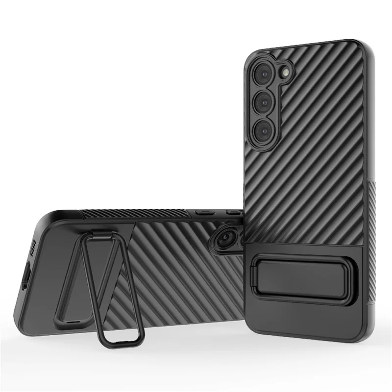 For Samsung Galaxy S23+ Shockproof Rugged TPU Case Kickstand Phone Cover - Black