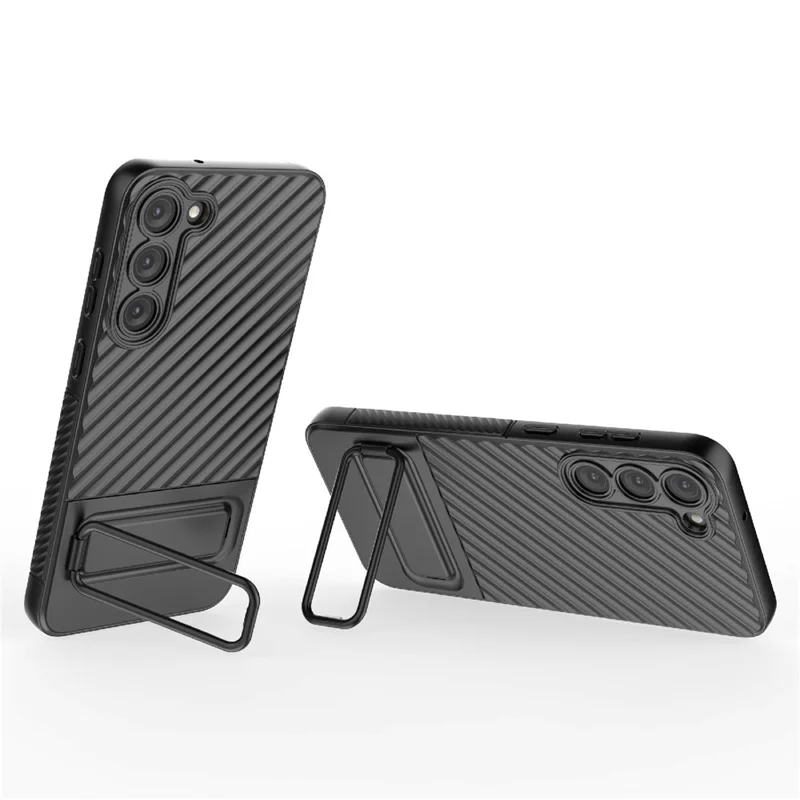 For Samsung Galaxy S23+ Shockproof Rugged TPU Case Kickstand Phone Cover - Black