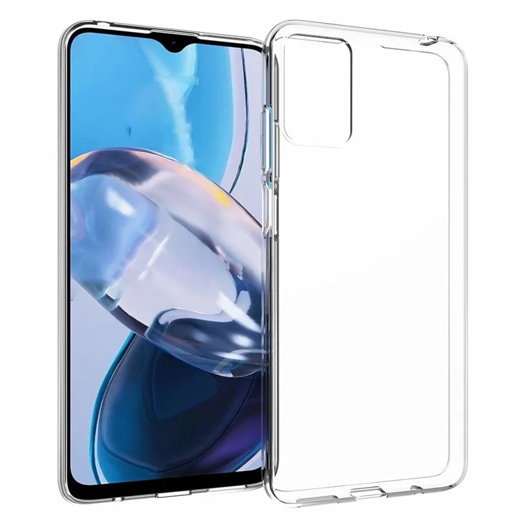 Stoßfeste Handyhülle für Motorola Moto E22 4G, transparenter, glänzender, wasserzeichenfreier TPU-Handyfall