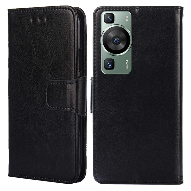 For Huawei P60 / P60 Pro Leather Wallet Phone Case Folding Stand Full Protection Cover - Black
