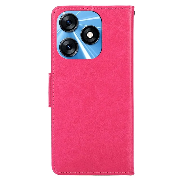 Für TECNO Spark 10 4G PU-Leder-Portemonnaie-Handyhülle Schutzhülle mit Ständer - Rose