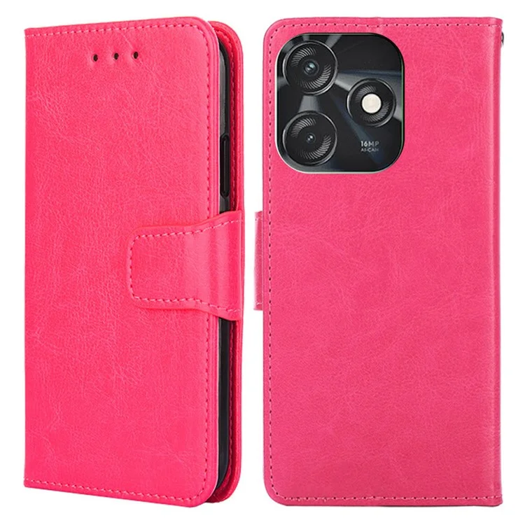 Housse anti-gouttes pour TECNO Spark 10C 4G, étui portefeuille en cuir PU avec support - Rose