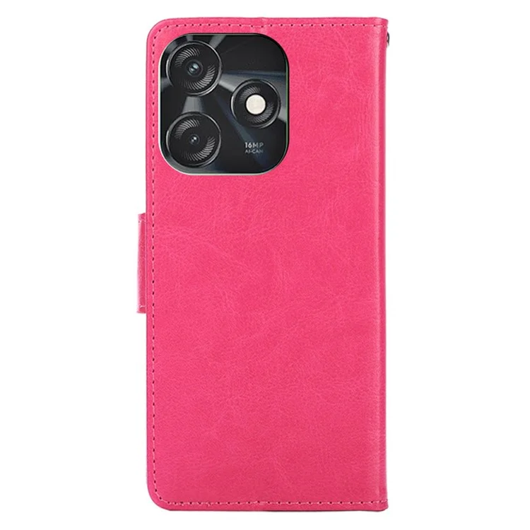 Housse anti-gouttes pour TECNO Spark 10C 4G, étui portefeuille en cuir PU avec support - Rose