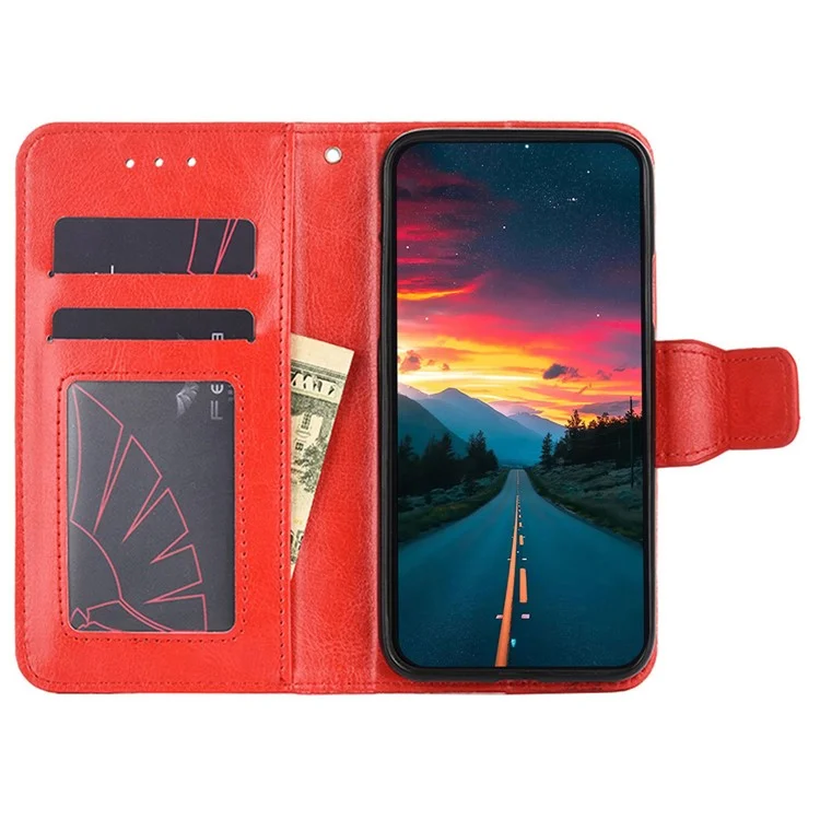 Anti-Drop Cover for TECNO Spark 10C 4G , PU Leather Phone Wallet Case with Stand - Red