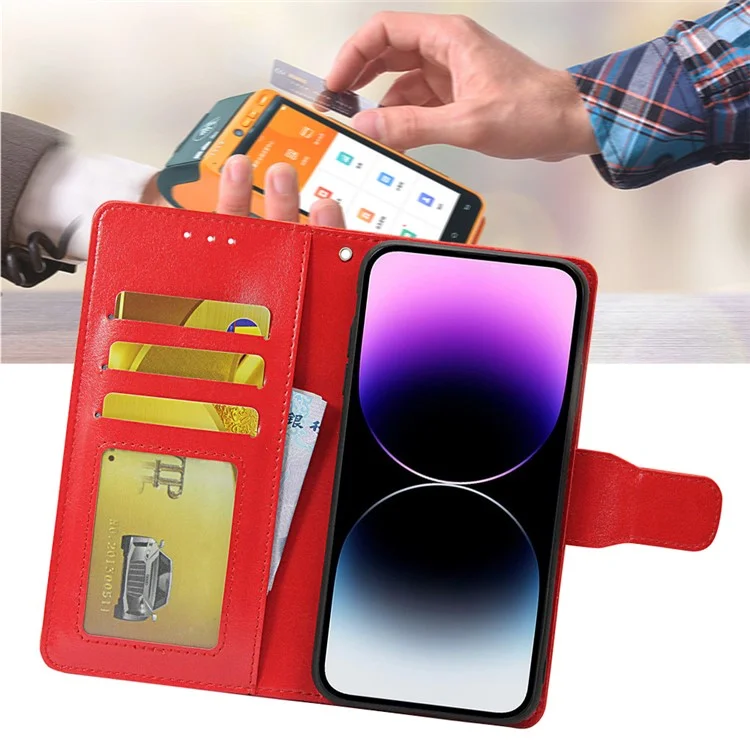 Anti-Drop Cover for TECNO Spark 10C 4G , PU Leather Phone Wallet Case with Stand - Red