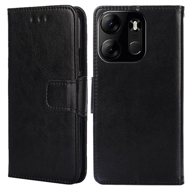 Para TECNO Spark Go 2023 4G Leather Wallet Protective Case Flip Stand Phone Shell - Negro