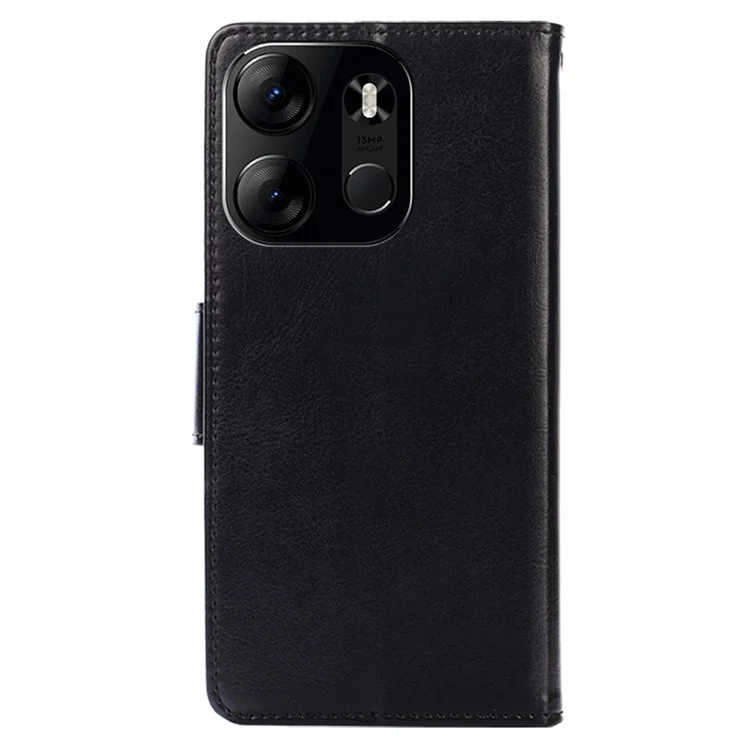 Para TECNO Spark Go 2023 4G Leather Wallet Protective Case Flip Stand Phone Shell - Negro