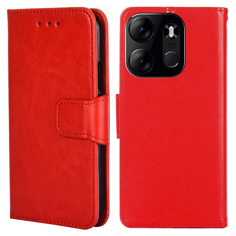 For TECNO Spark Go 2023 4G Leather Wallet Protective Case Flip Stand Phone Shell - Red