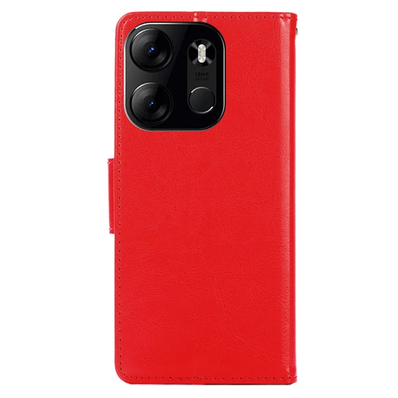 For TECNO Spark Go 2023 4G Leather Wallet Protective Case Flip Stand Phone Shell - Red