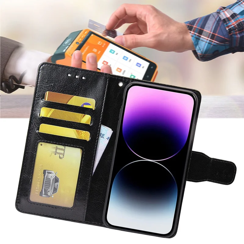 For Motorola Moto G Power 5G Wallet Phone Case Protective Leather Flip Cover with Stand - Black