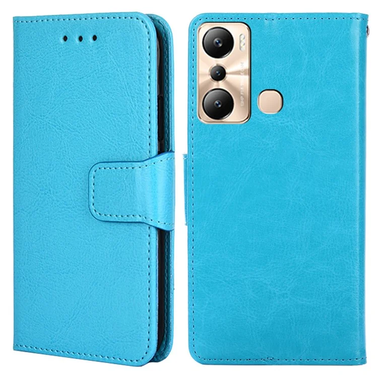 Leather Flip Cover for Infinix Hot 20i 4G Protective Phone Shell Anti-Drop Wallet Phone Case with Stand - Baby Blue