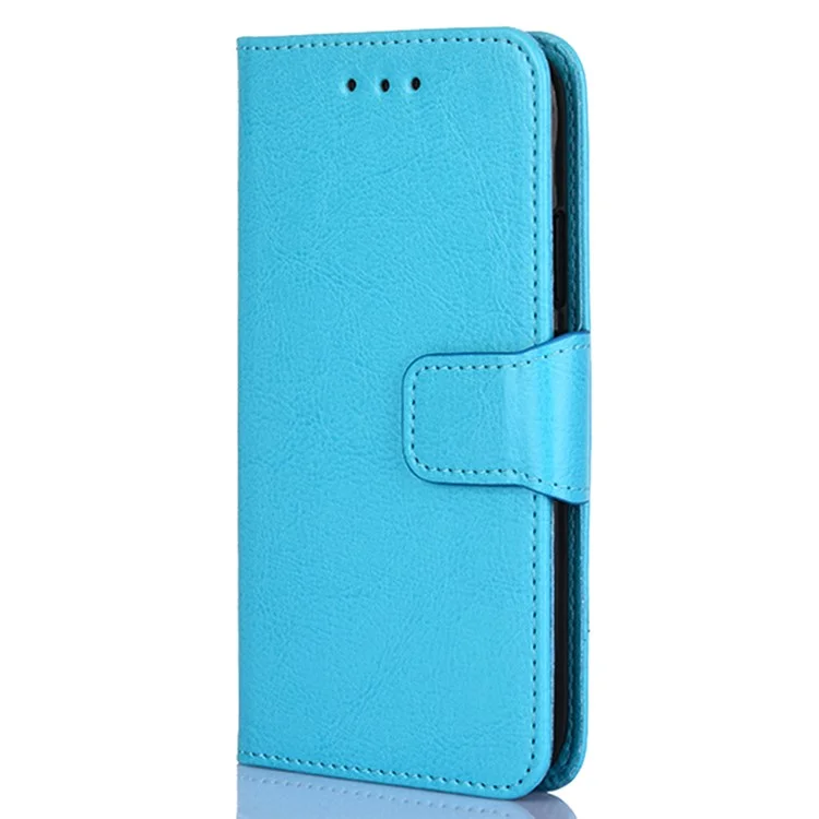 Leather Flip Cover for Infinix Hot 20i 4G Protective Phone Shell Anti-Drop Wallet Phone Case with Stand - Baby Blue