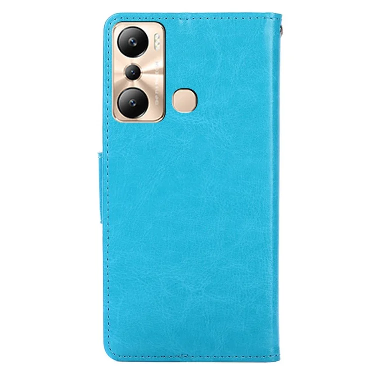 Leather Flip Cover for Infinix Hot 20i 4G Protective Phone Shell Anti-Drop Wallet Phone Case with Stand - Baby Blue