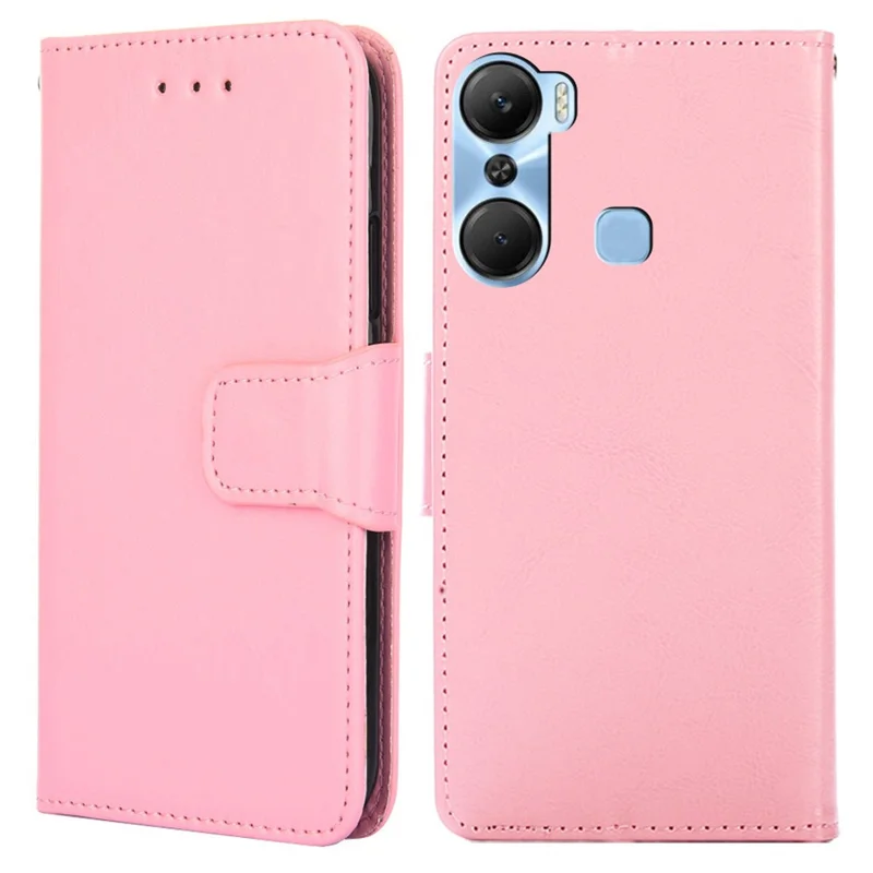 Leather Flip Case for Infinix Hot 12 Pro 4G Protective Phone Shell Anti-Drop Wallet Phone Case with Stand - Pink