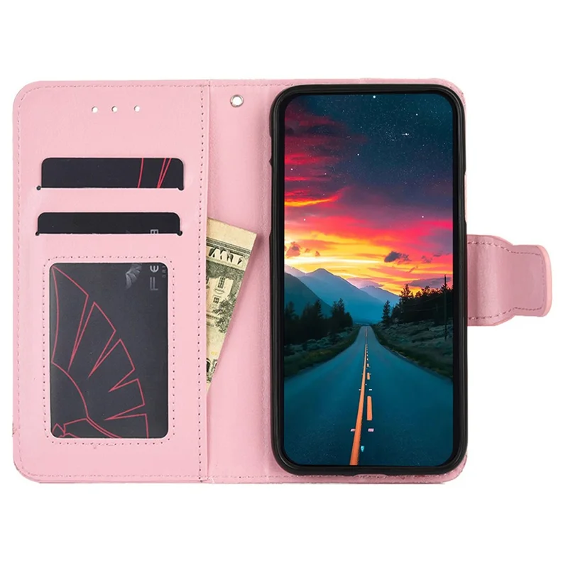 Leather Flip Case for Infinix Hot 12 Pro 4G Protective Phone Shell Anti-Drop Wallet Phone Case with Stand - Pink