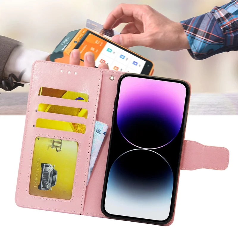 Leather Flip Case for Infinix Hot 12 Pro 4G Protective Phone Shell Anti-Drop Wallet Phone Case with Stand - Pink