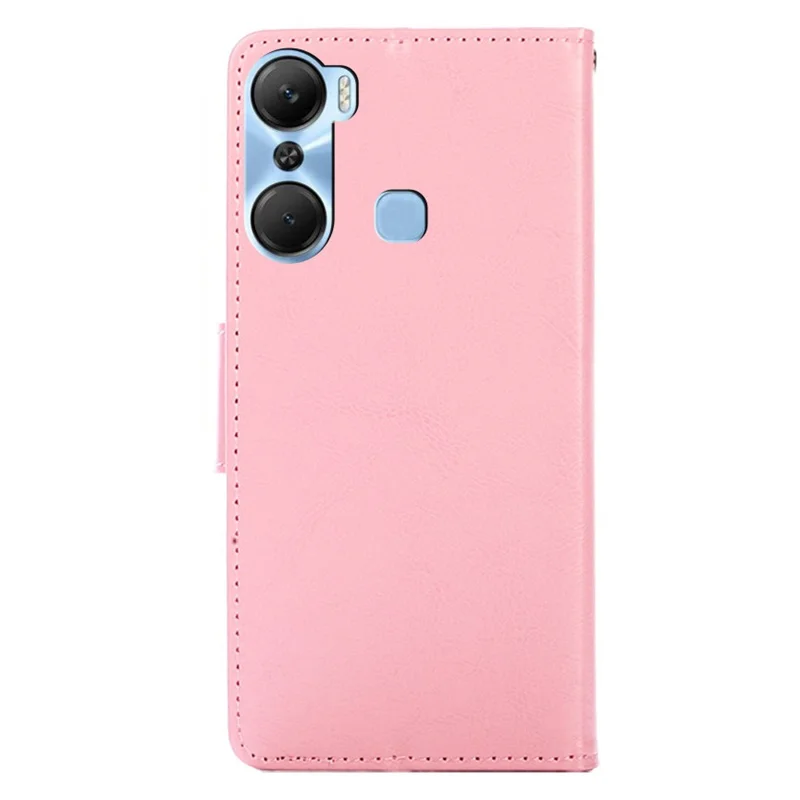 Leather Flip Case for Infinix Hot 12 Pro 4G Protective Phone Shell Anti-Drop Wallet Phone Case with Stand - Pink