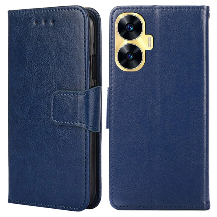 For Realme C55 Full Protection Phone Case Leather Wallet Stand Flip Cover - Sapphire