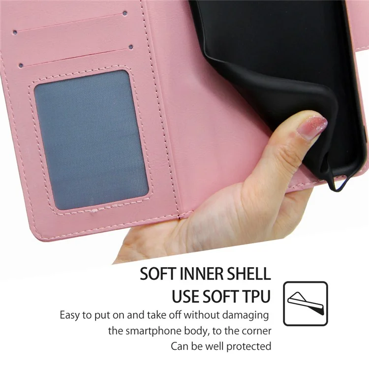 Für Infinix Hot 12i 4G Handy-Hülle Stoßfeste Leder-Brieftasche Ständer Mobile Cover - Pink
