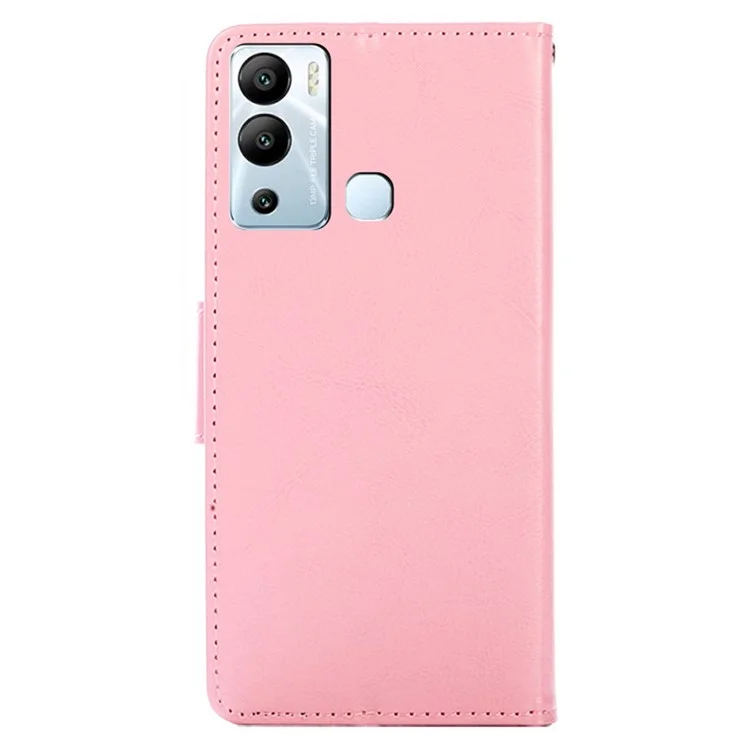 Für Infinix Hot 12i 4G Handy-Hülle Stoßfeste Leder-Brieftasche Ständer Mobile Cover - Pink