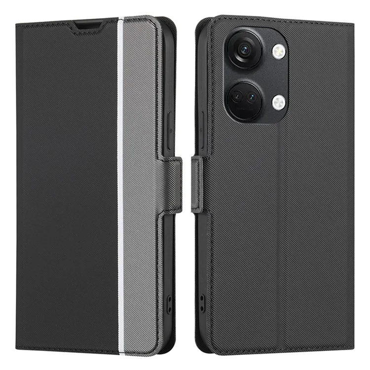 Per OnePlus Nord 3 5G / Ace 2V 5G Super Thin Twill Texture Phone Cover Card Holder Stand Anti-Scratch TPU+PU Leather Case - Nero