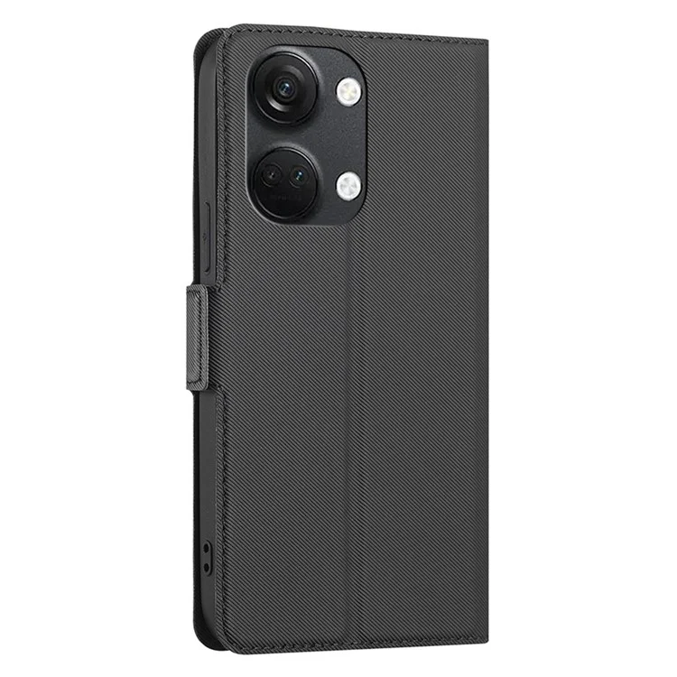 Per OnePlus Nord 3 5G / Ace 2V 5G Super Thin Twill Texture Phone Cover Card Holder Stand Anti-Scratch TPU+PU Leather Case - Nero