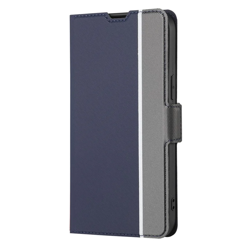 Para Infinix Hot 20i 4G Tarjeta Anti-Arañazos Soporte Portacartas Funda de Piel de PU Delgada Textura de Tela Funda para Teléfono - Azul