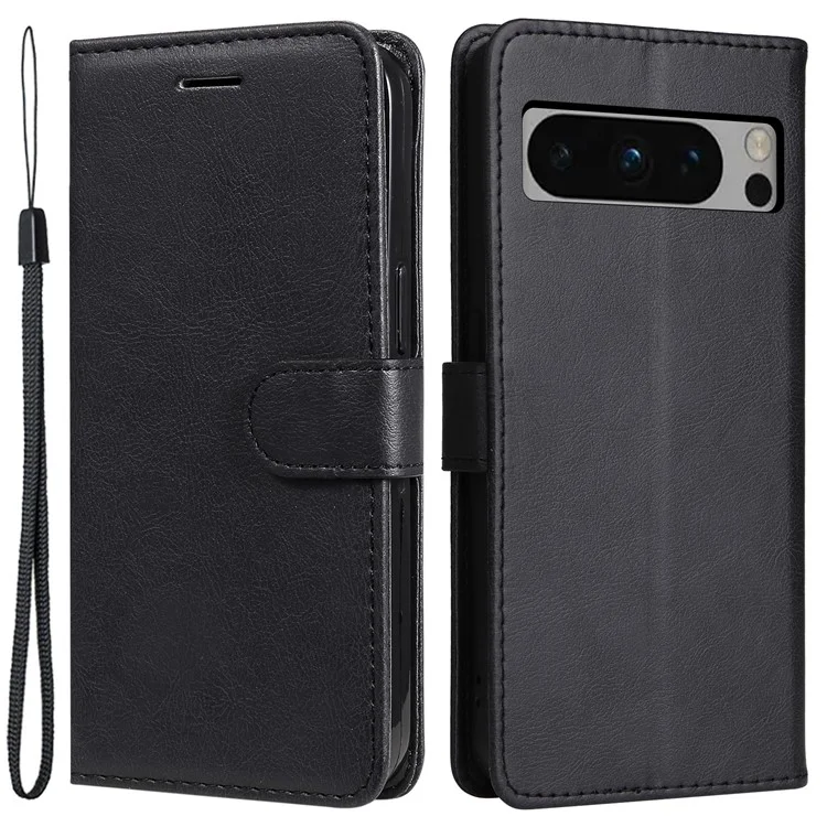 KT Leather Series-2 per Google Pixel 8 Pro Custodia in pelle PU Stand Colore Solido Wallet Phone Cover - Nero