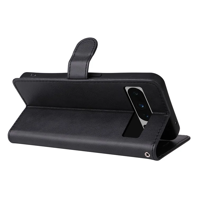 KT Leather Series-2 per Google Pixel 8 Pro Custodia in pelle PU Stand Colore Solido Wallet Phone Cover - Nero