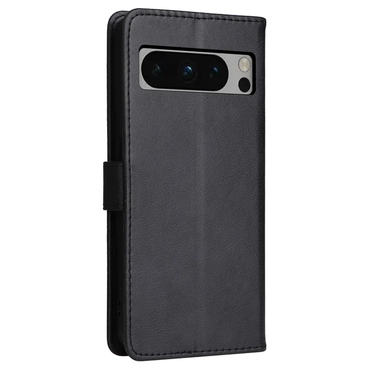 KT Leather Series-2 per Google Pixel 8 Pro Custodia in pelle PU Stand Colore Solido Wallet Phone Cover - Nero