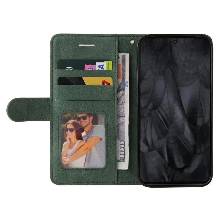 For Google Pixel 8 Pro Leather Case Wallet Stand Color Splicing Phone Cover - Green