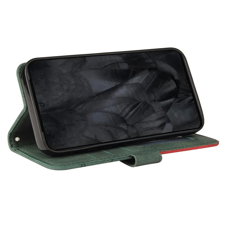 For Google Pixel 8 Pro Leather Case Wallet Stand Color Splicing Phone Cover - Green