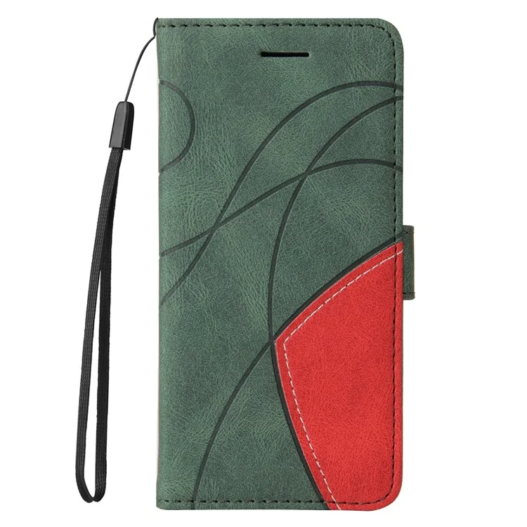 For Google Pixel 8 Pro Leather Case Wallet Stand Color Splicing Phone Cover - Green