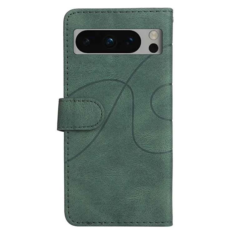 For Google Pixel 8 Pro Leather Case Wallet Stand Color Splicing Phone Cover - Green
