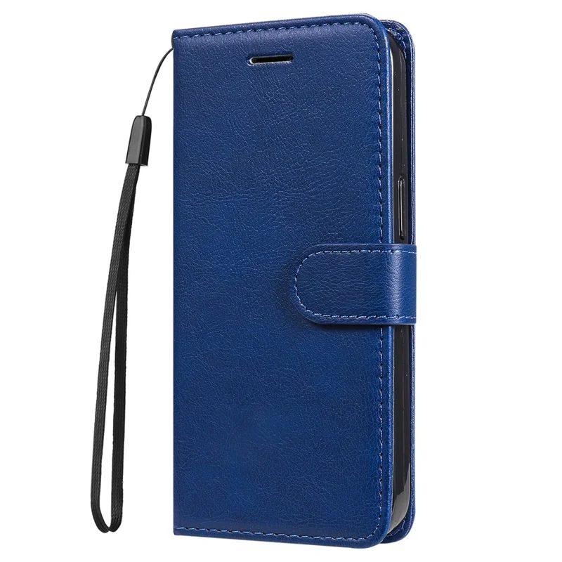 For Google Pixel 8 Case Solid Color Leather Mobile Cover Wallet Stand with Strap - Blue