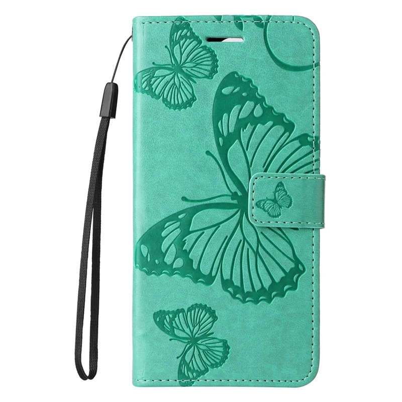 For Nokia C12 4G / C12 Plus / C12 Pro Wallet Case Floral Butterfly Imprinted Leather Phone Cover Stand - Green