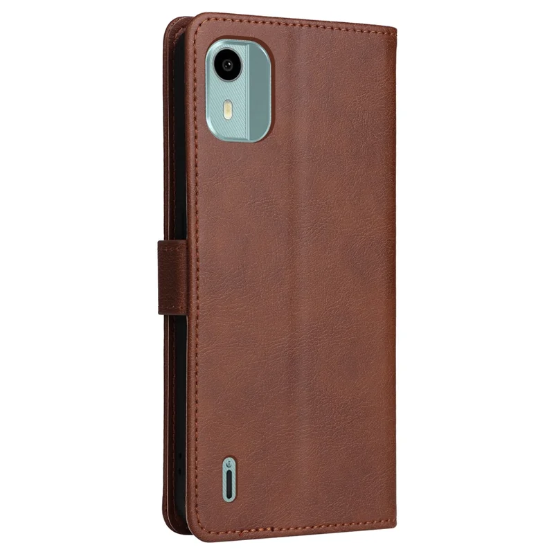 KT Leather Series-2 Für Nokia C12 4G / C12 Plus / C12 Pro Flip Folio Case Stand PU Ledertasche Einfarbiges Geldbörsentasche - Braun