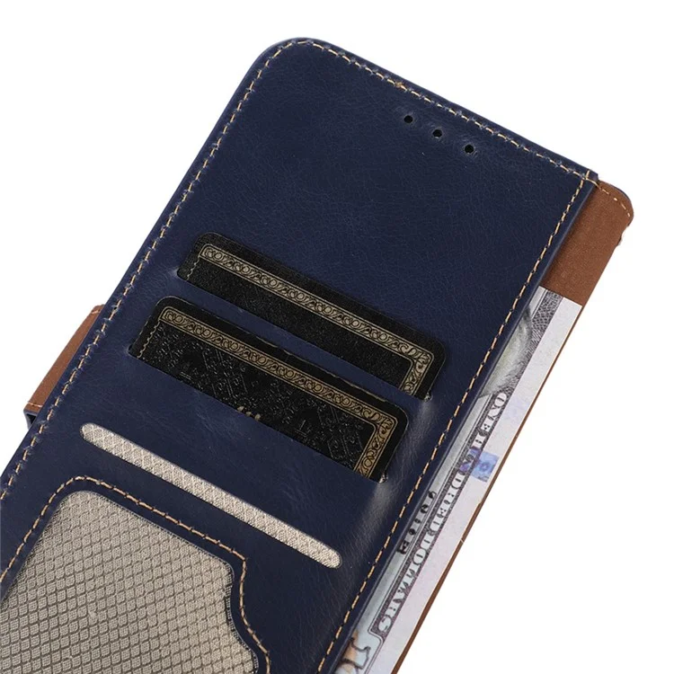 Para Google Pixel 8 Pro RFID Blocking Genuine Cowhide Leather Case Wallet Stand Phone Cover - Blue