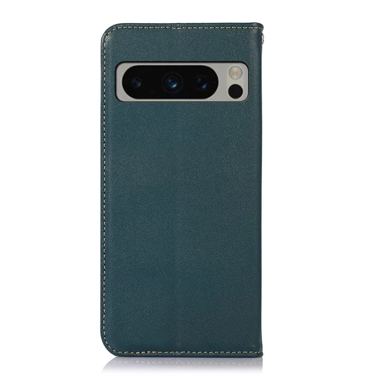 KHAZNEH Для Google Pixel 8 Pro Чехол для телефона с защитой от падения RFID Blocking Genuine Cowhide Leather Stand Wallet Case - Зеленый